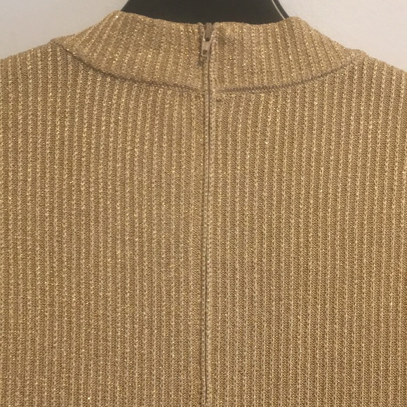 St John Gold Metallic Lurex Shimmer Short Sleeve Sweater Top Large - Picture 7 of 13